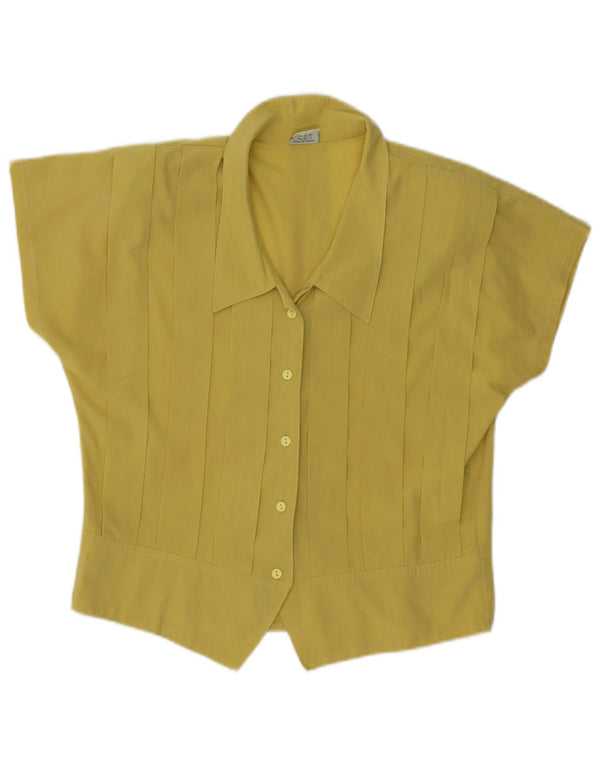 Blusa feminina vintage de manga curta UK 16 grande amarela