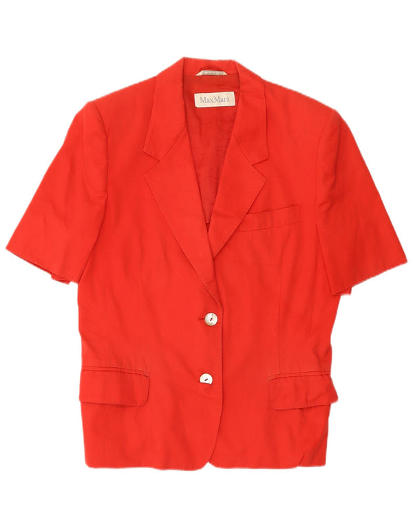 Max Mara Jaqueta blazer feminina de manga curta com 2 botões Reino Unido 14 grande algodão vermelho