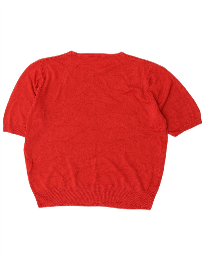 Suéter feminino Marks & Spencer com gola redonda e gola redonda Reino Unido 14 médio vermelho