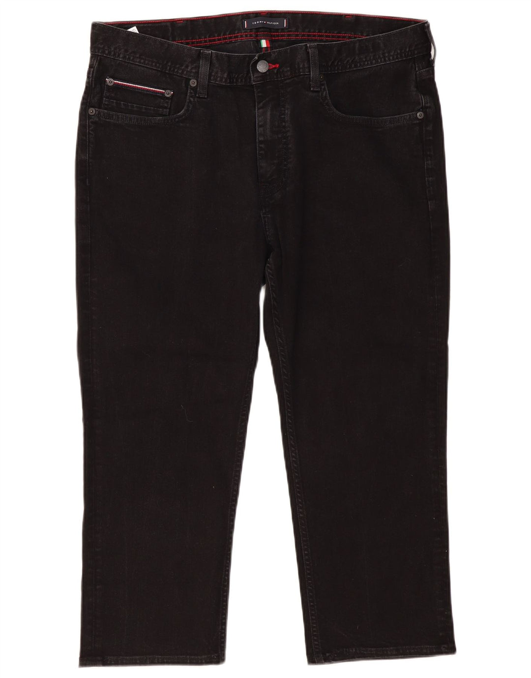 TOMMY HILFIGER Masculino Denton Straight Jeans W38 L23 Algodão Preto