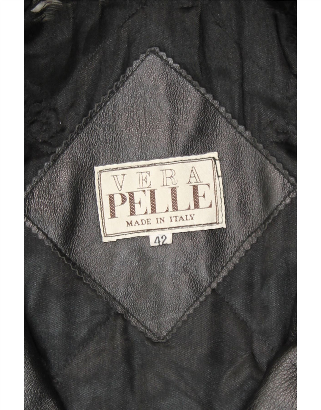 Casaco de couro feminino vintage solto IT 42 couro preto médio