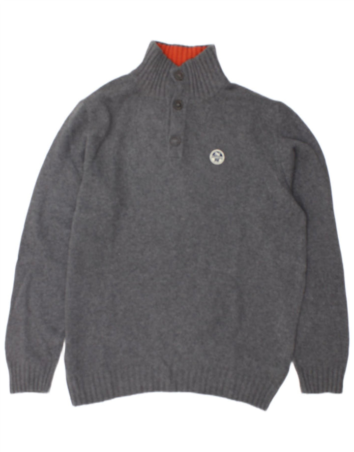 Suéter masculino North Sails com gola e botão 2XL lã cinza