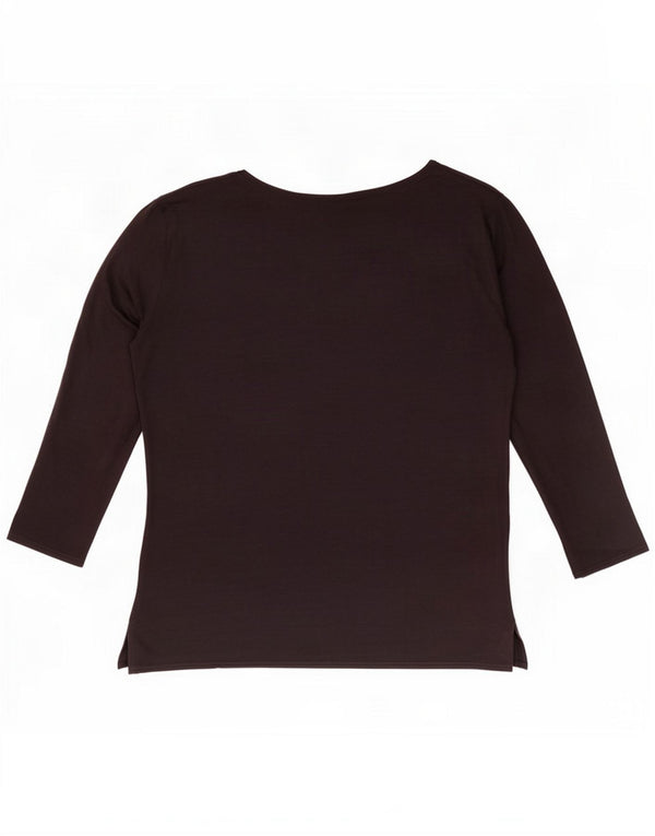 Valentino Top feminino manga 3/4 UK 16 Viscose preta grande