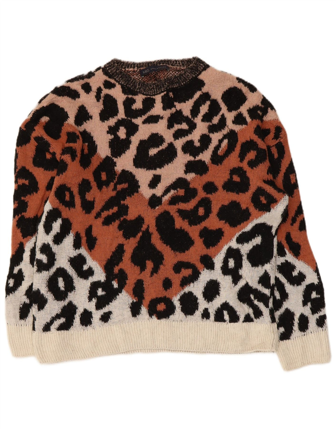 Suéter feminino Marks & Spencer com gola canoa Reino Unido 14 médio multicolorido