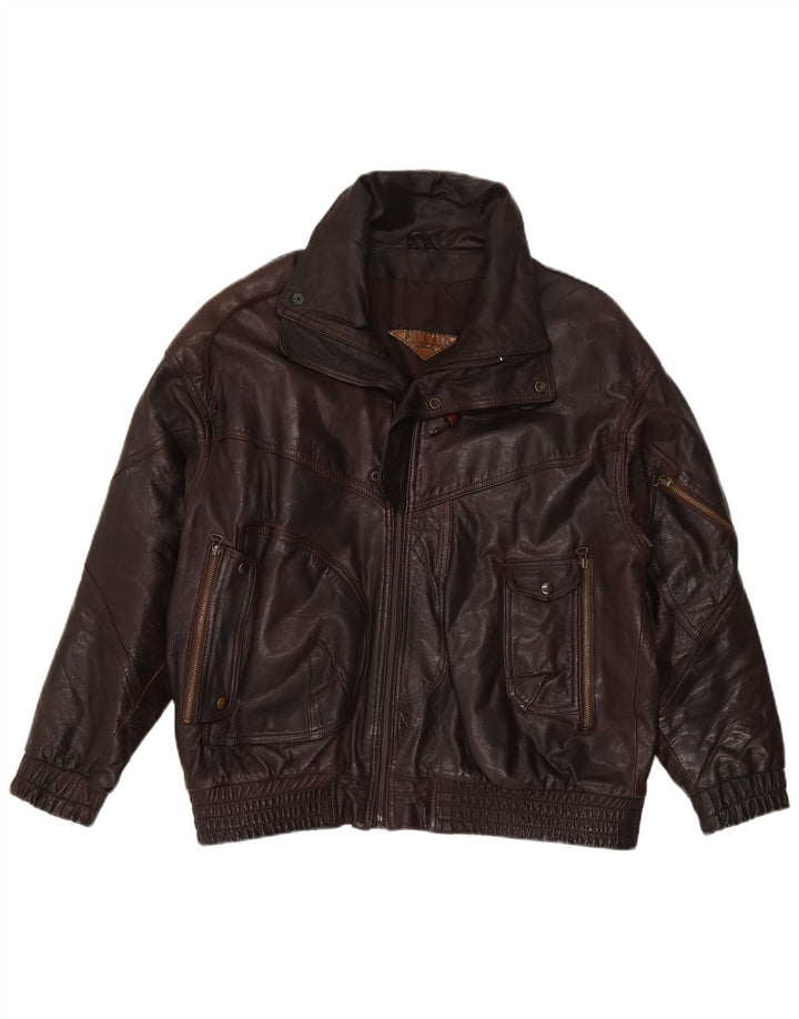 Jaqueta de couro masculina Milan UK 40 grande marrom