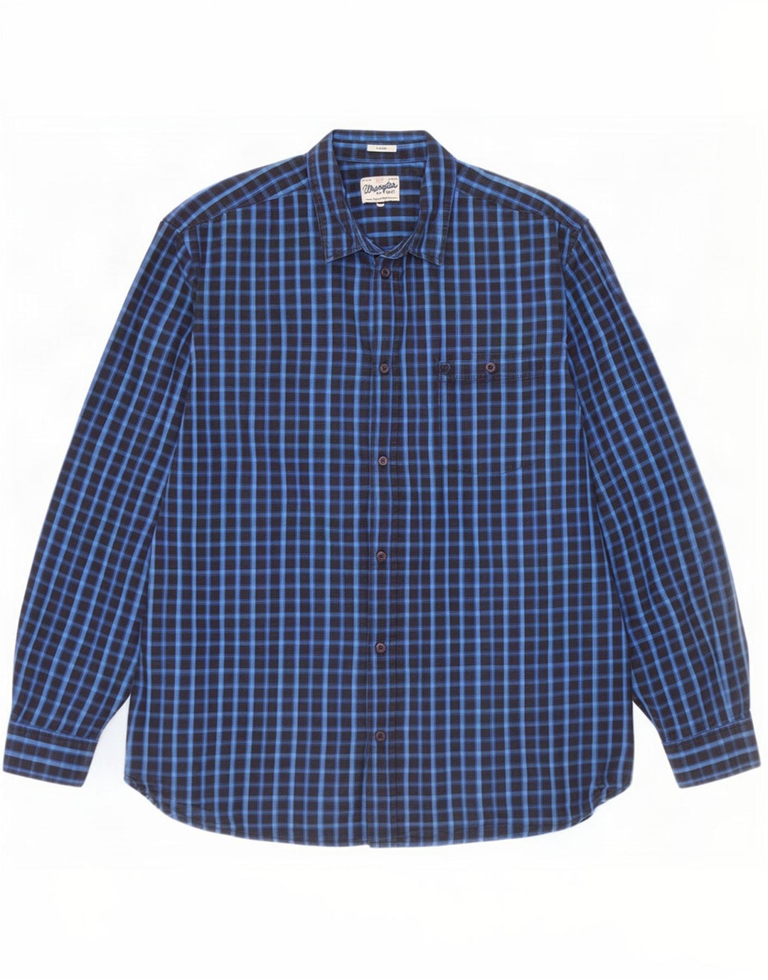 Camisa masculina Wrangler Regular Fit 3XL algodão xadrez azul