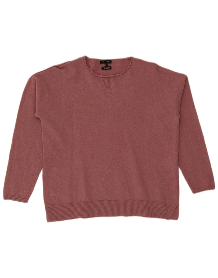 Suéter feminino Massimo Dutti com gola redonda grande, Reino Unido 10 pequeno rosa