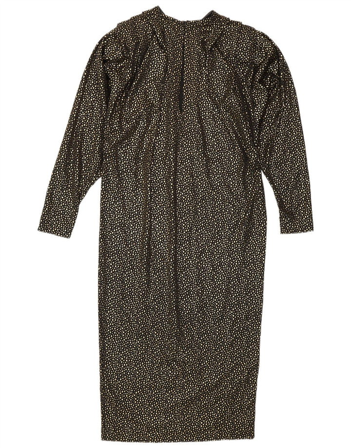 Vestido feminino vintage manga comprida IT 42 médio dourado manchado