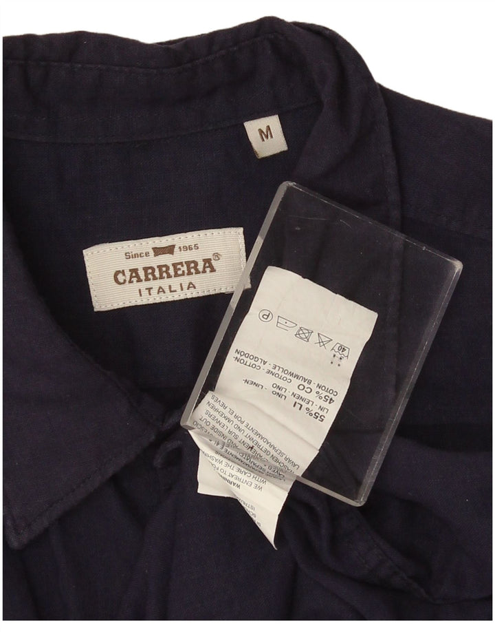 Camisa masculina Carrera média azul marinho linho
