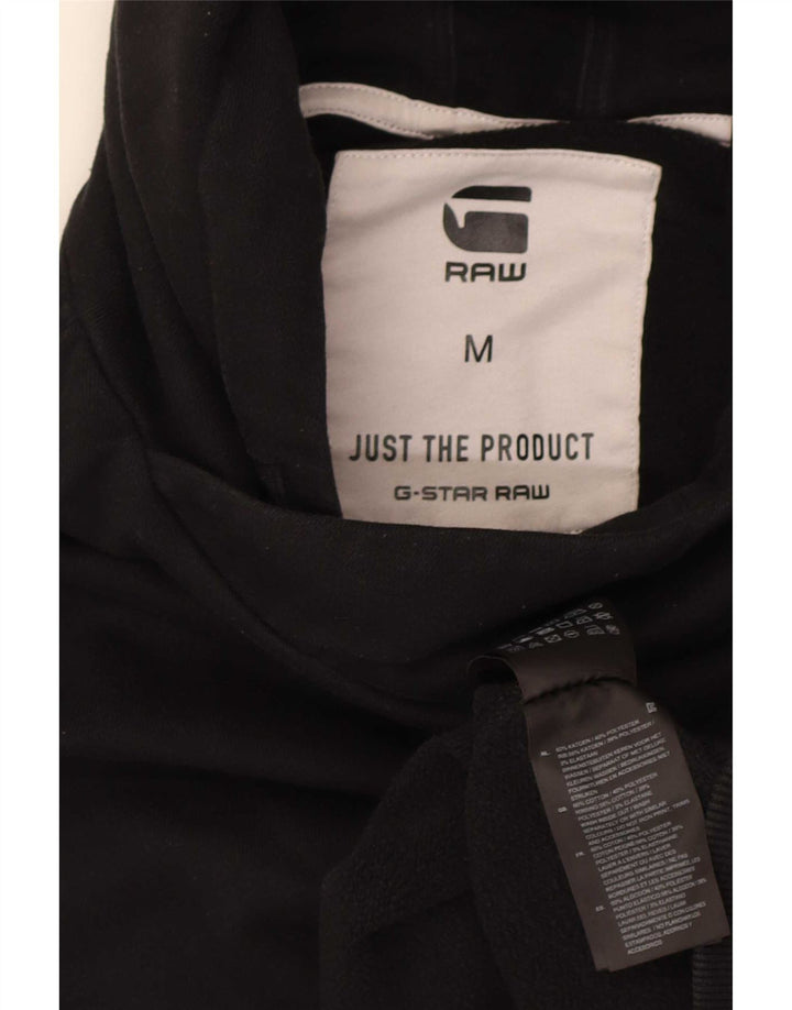 Suéter com capuz gráfico masculino G-Star médio algodão preto