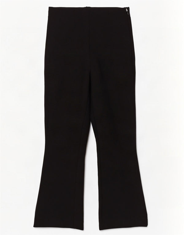 Calça feminina Zara Bootcut cortada pequena W26 L26 preta viscose