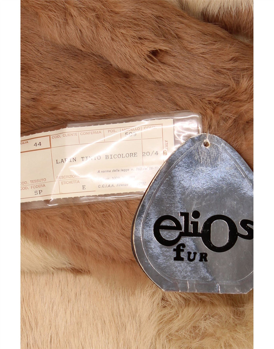 Casaco de pele grande Elios feminino IT 44 bege médio colorblock pele de coelho