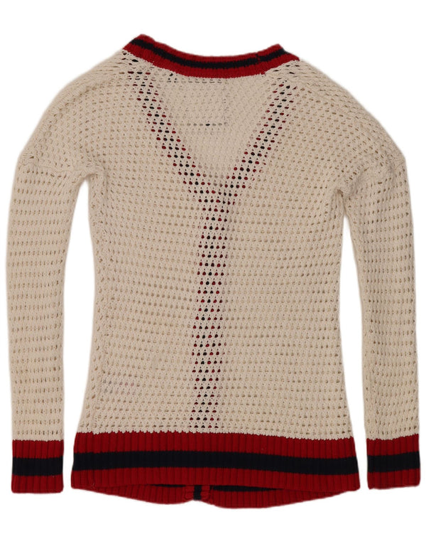 Suéter cardigã superdimensionado feminino Superdry Reino Unido 16 listrado branco grande