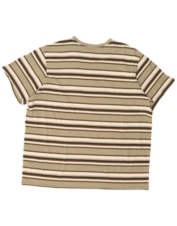 Camiseta gráfica masculina Levi's Top XL algodão listrado cáqui