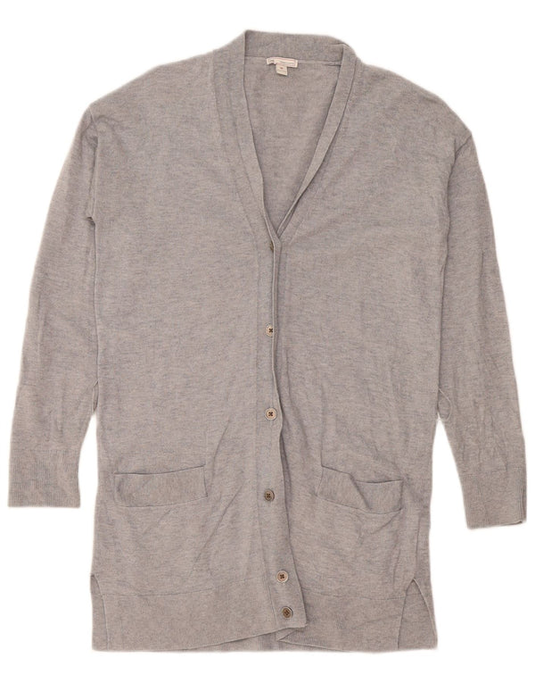 Suéter cardigã feminino oversized com palangre Gap Reino Unido 6 XS lã merino cinza
