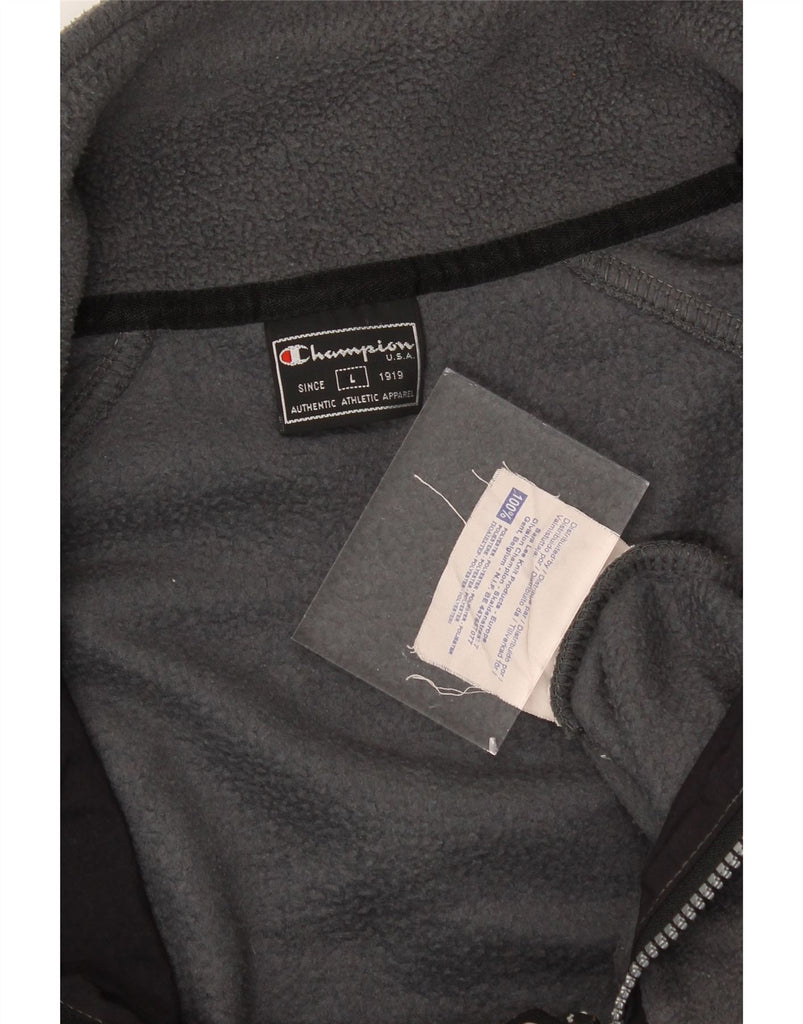 CHAMPION Mens Loose Fit Zip Neck Fleece Jumper Large Grey Polyester Vintage Champion and Second-Hand Champion from Messina Hembry 