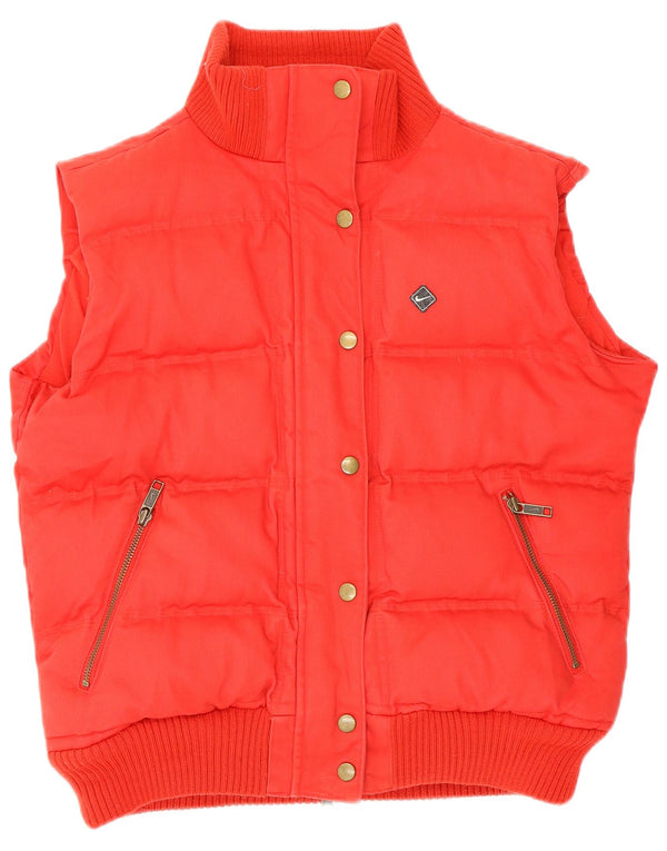 Nike Womens Padded Gilet UK 10/12 Médio Algodão Vermelho