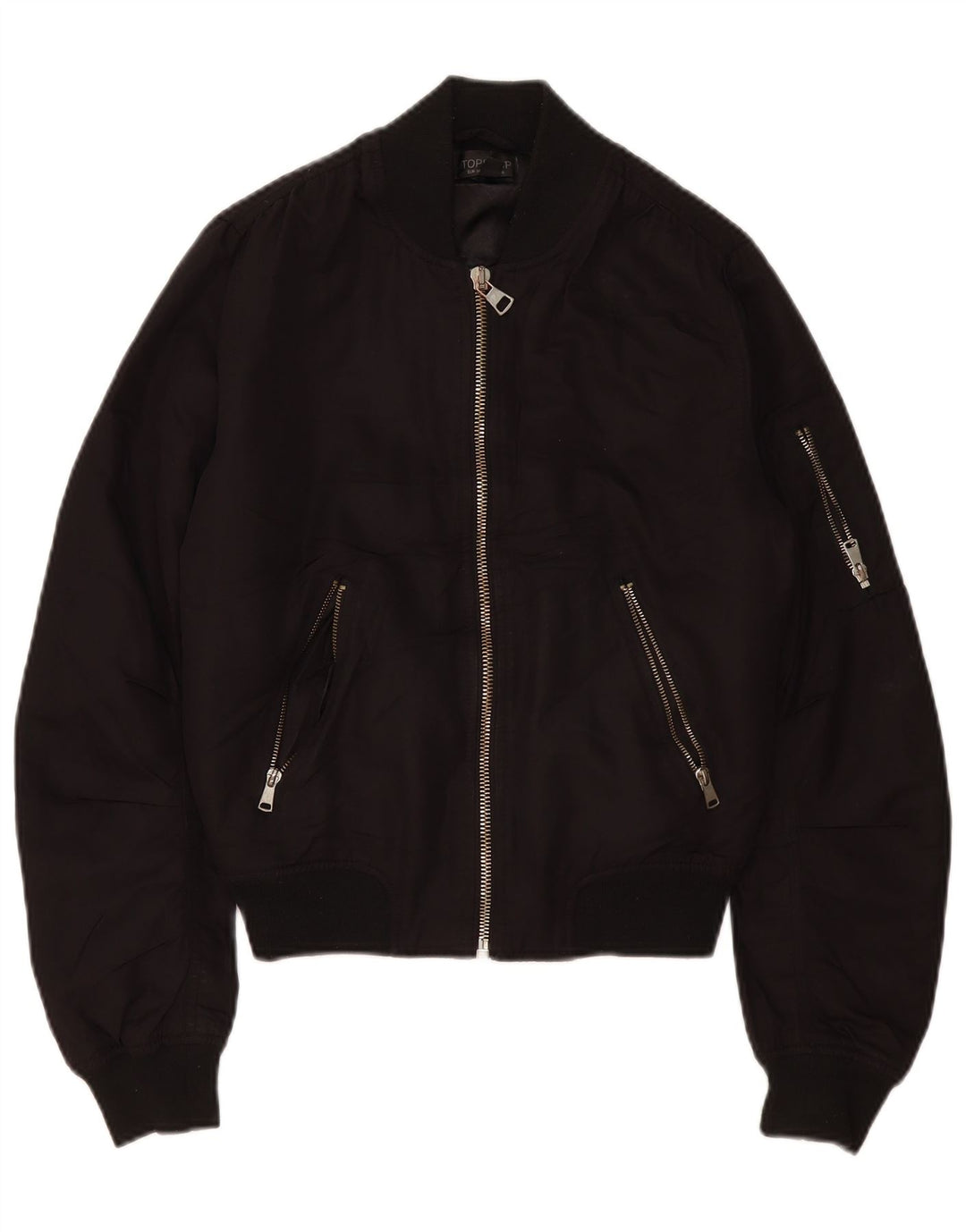 Jaqueta bomber superdimensionada feminina Topshop UK 6 XS poliéster preto
