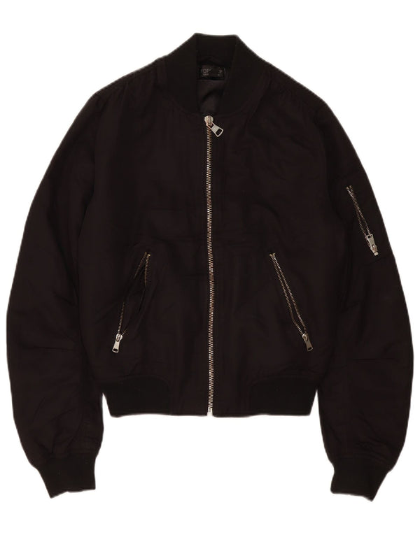 Jaqueta bomber superdimensionada feminina Topshop UK 6 XS poliéster preto