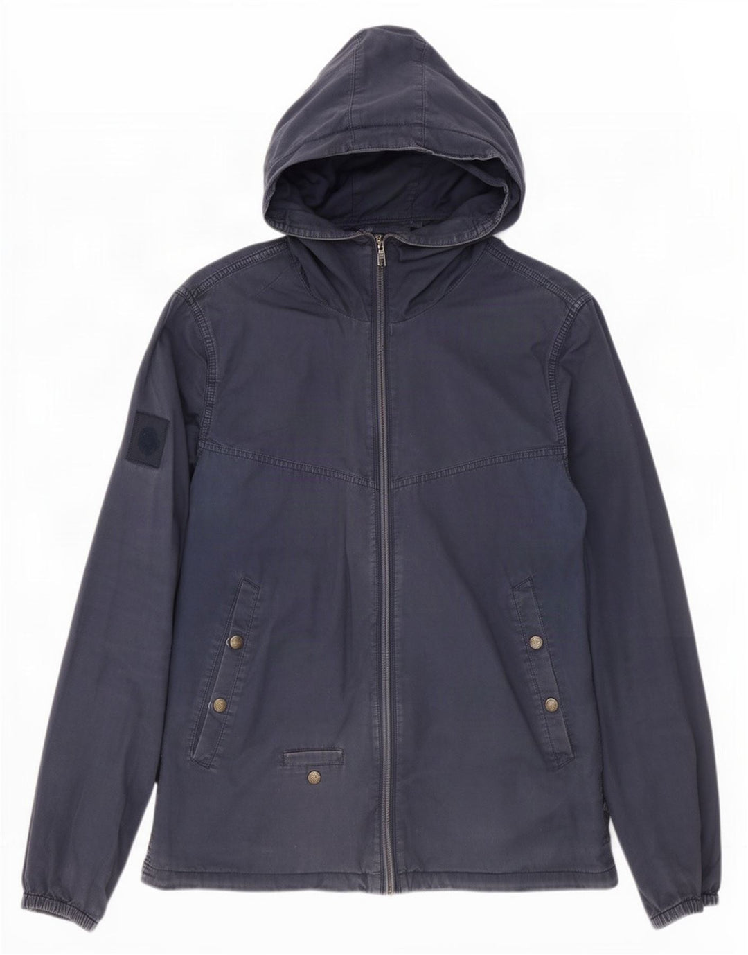 Jaqueta bomber com capuz masculina Pretty Green Reino Unido 38 algodão azul marinho médio