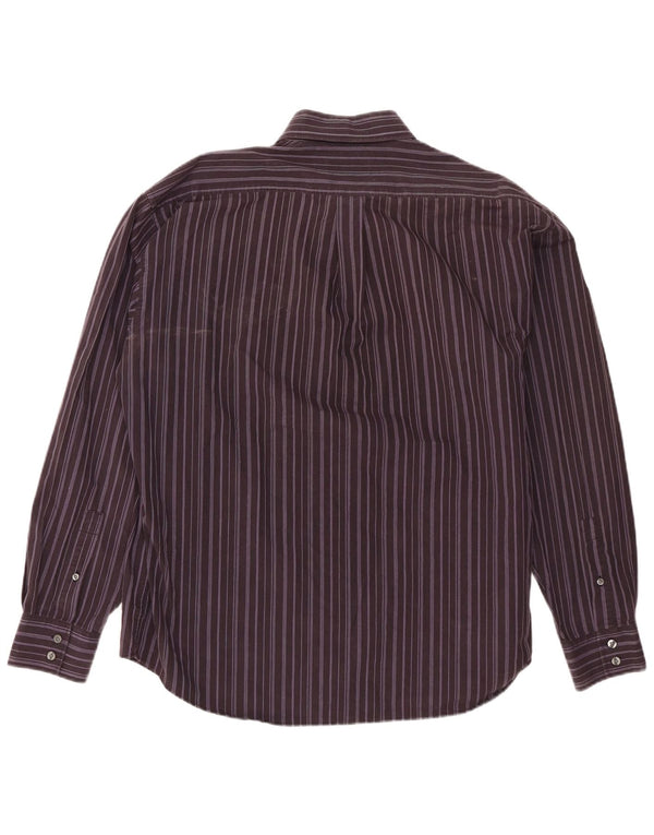 Camisa masculina Yves Saint Laurent XL algodão listrado roxo