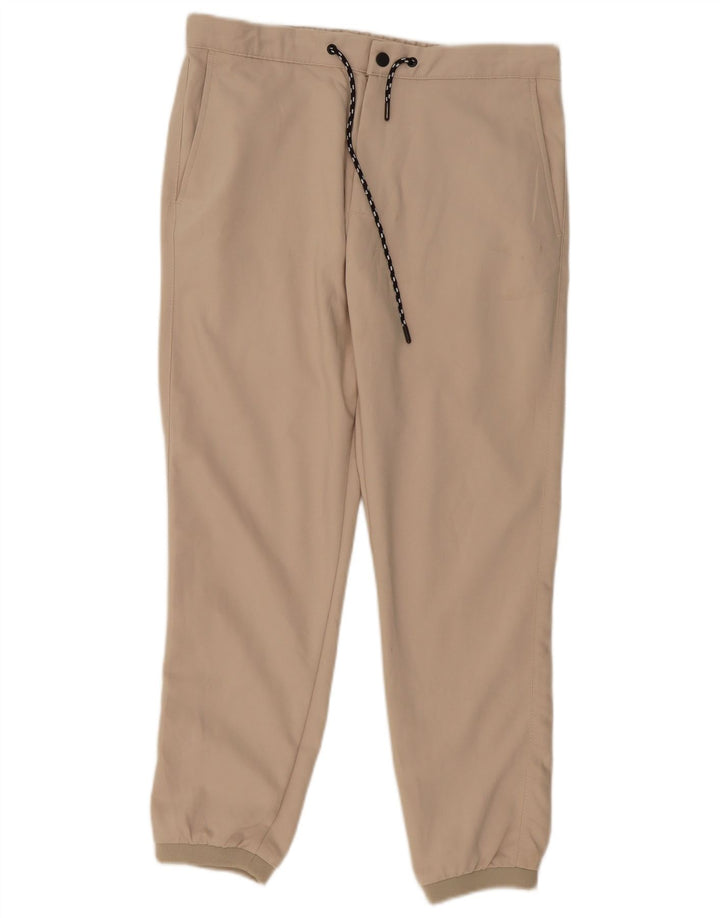 Calça jogger masculina ZARA Chino médio W32 L28 poliéster bege