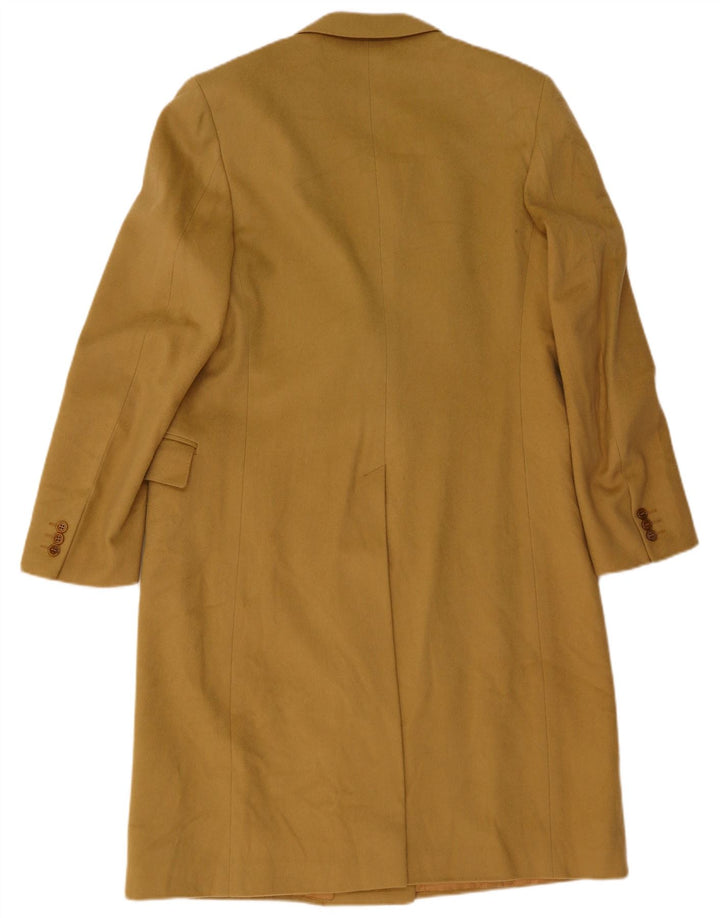 Casaco feminino vintage com peito duplo Reino Unido 14 lã cáqui média