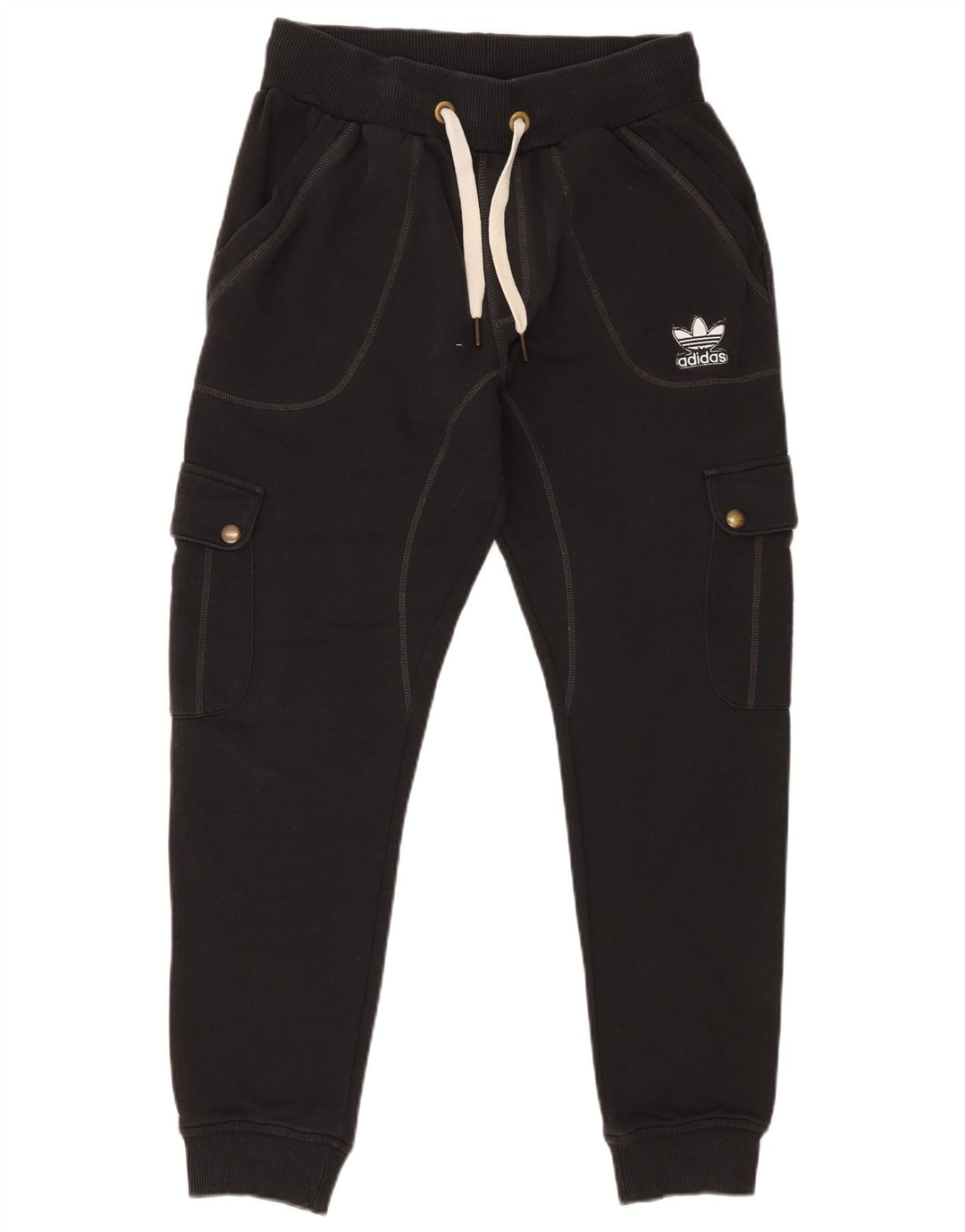 Adidas Mens Cargo Calças de treino Joggers Pequeno Algodão Preto