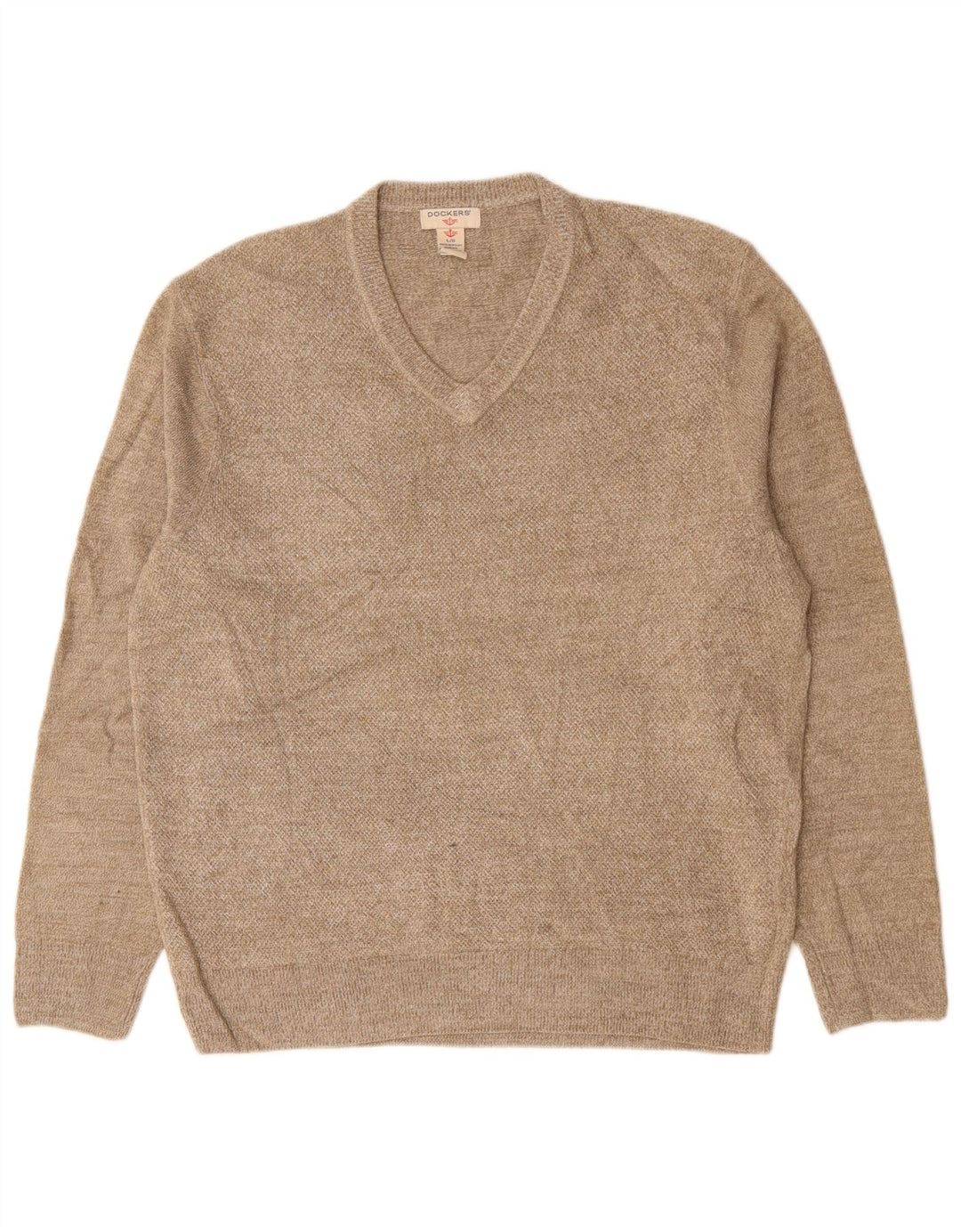 Suéter masculino DOCKERS com decote em V grande acrílico bege