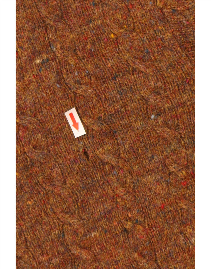 Suéter cardigã masculino Benetton IT 50 lã nova manchada marrom médio