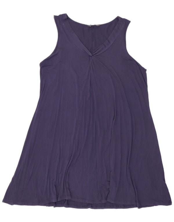Vestido feminino Marks & Spencer sem mangas evasê UK 18 XL azul marinho viscose