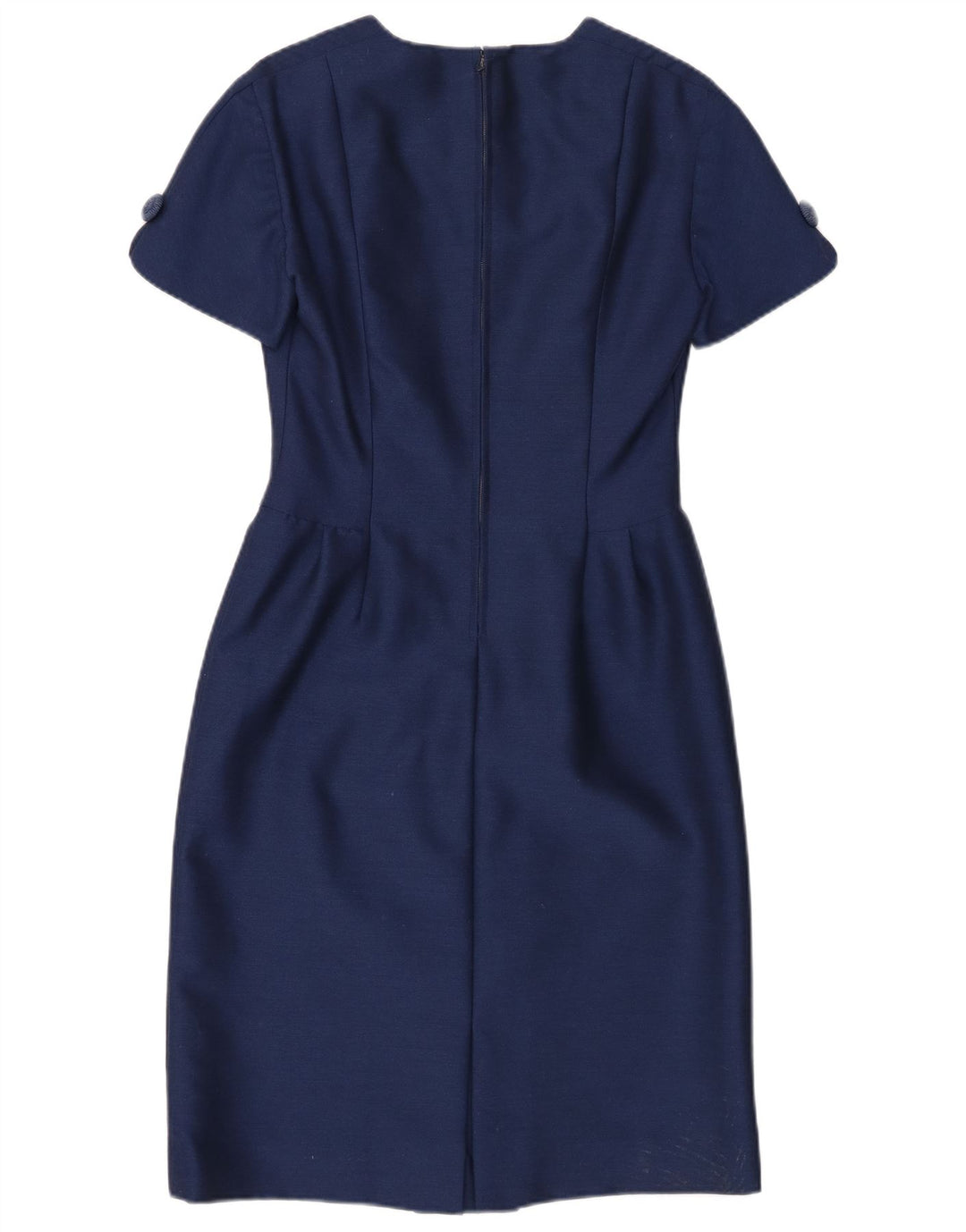Vestido bainha feminino vintage UK 10 pequeno azul marinho