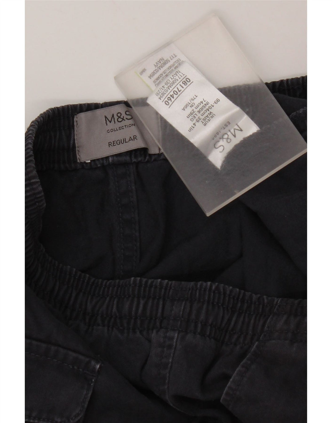 Calça chino masculina Marks & Spencer regular W39 L29 algodão azul marinho