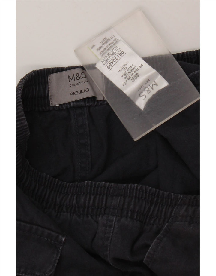 Calça chino masculina Marks & Spencer regular W39 L29 algodão azul marinho