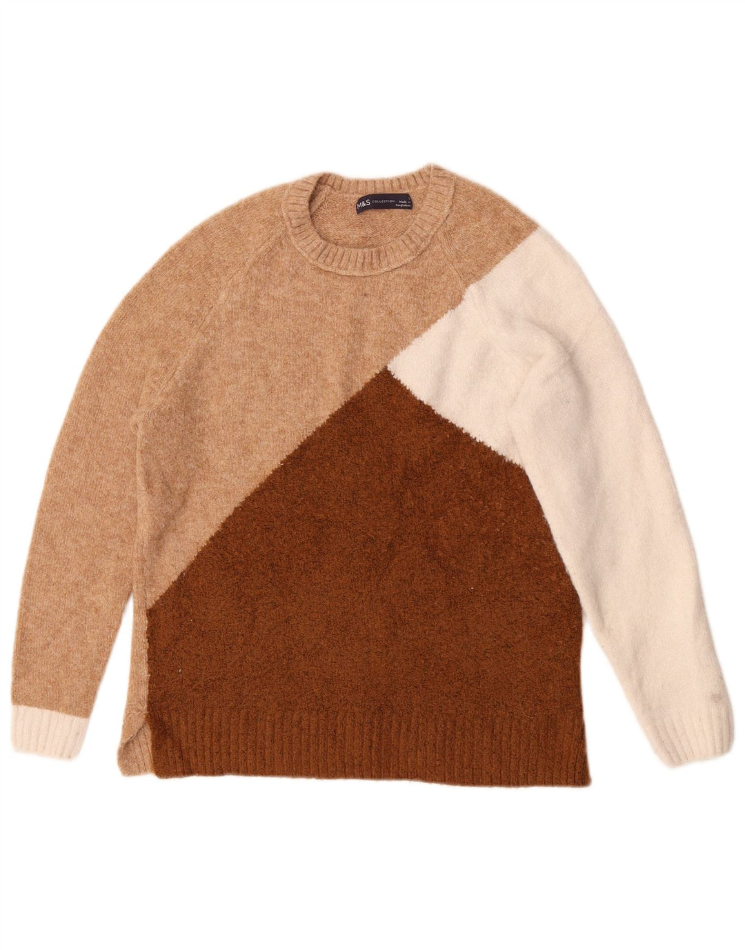 Suéter feminino Marks & Spencer com gola redonda Reino Unido 10 pequeno marrom