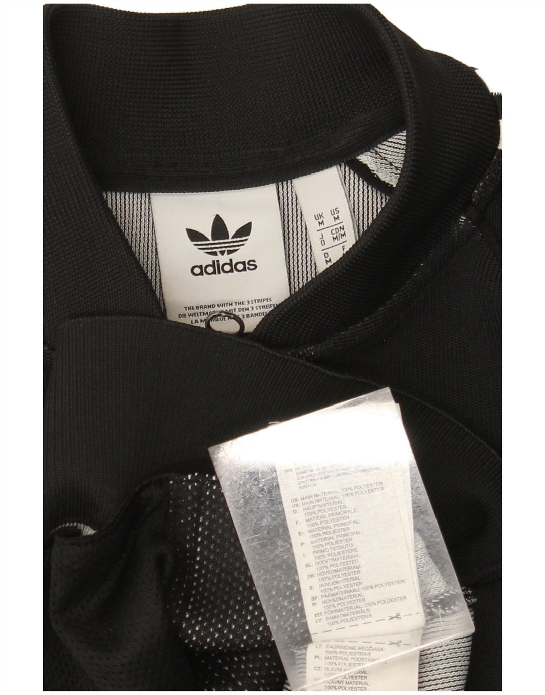 ADIDAS Mens Tracksuit Top Jacket Médio Preto Poliéster