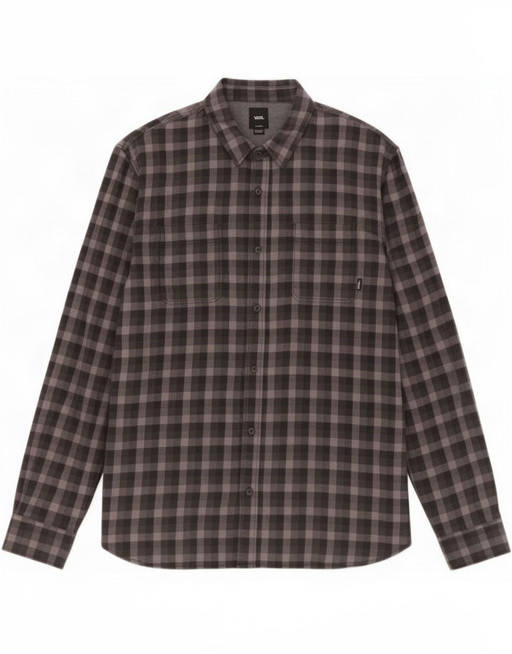 Camisa masculina de flanela Vans Tailored Fit XL preta de algodão gingham