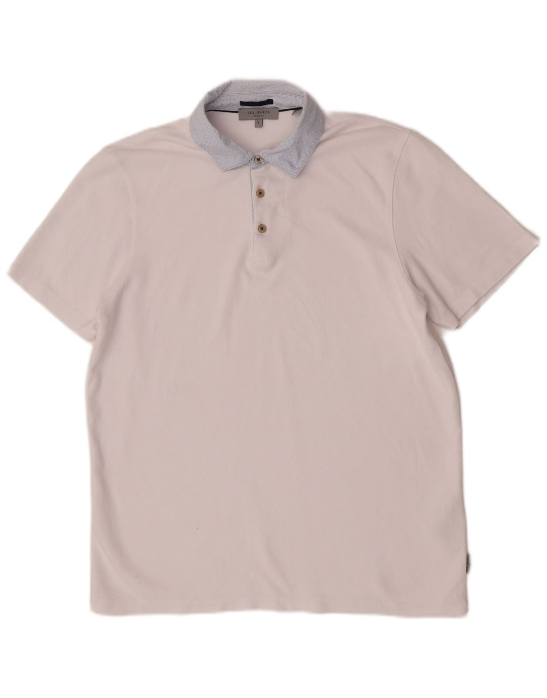 Camisa polo masculina Ted Baker tamanho 3 viscose branca média