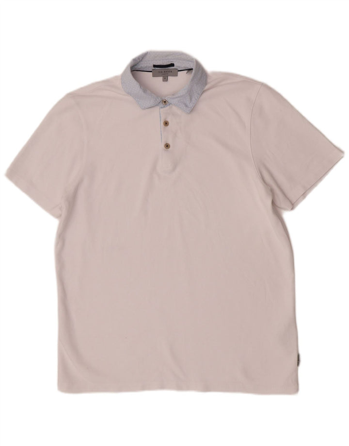 Camisa polo masculina Ted Baker tamanho 3 viscose branca média