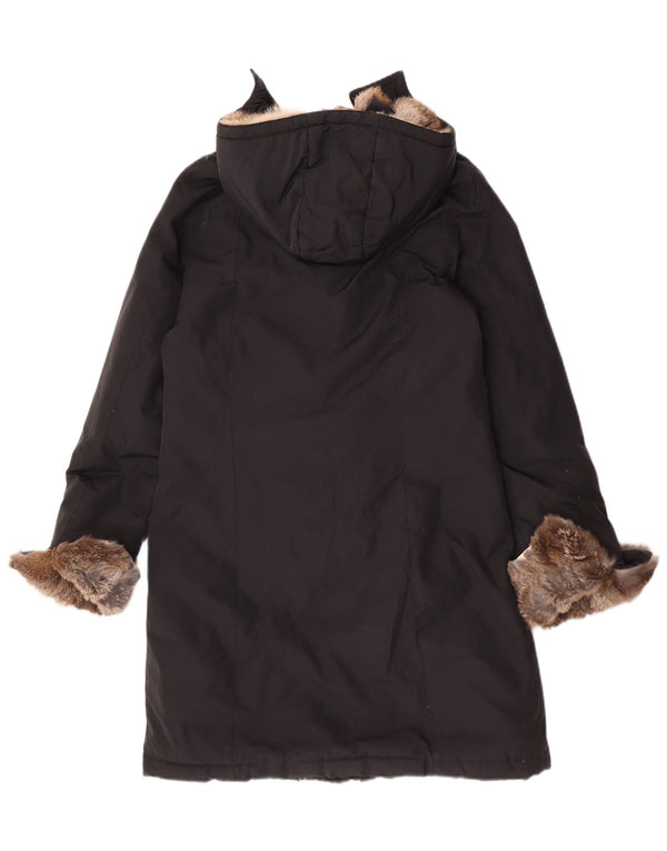 Casaco acolchoado com capuz feminino Woolrich Reino Unido 10 pequeno algodão preto