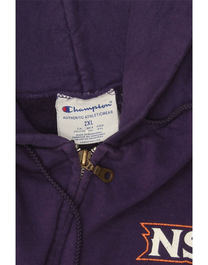 CHAMPION Mens Zip Hoodie Sweater 2XL Purple Cotton Vintage Champion and Second-Hand Champion from Messina Hembry 