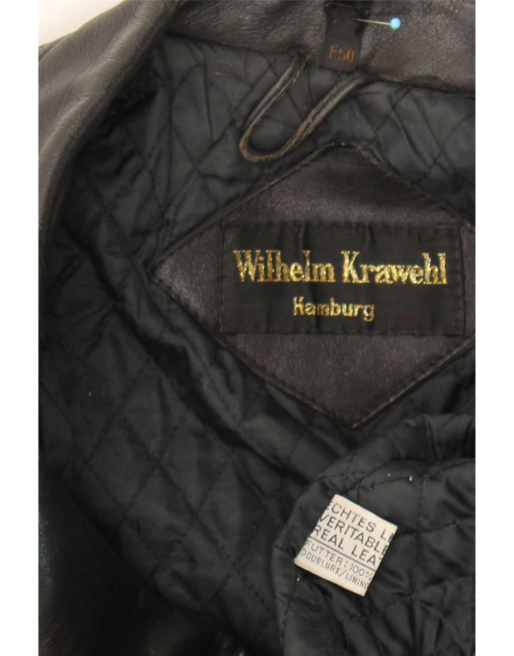 Jaqueta masculina de couro para motociclista Wilhelm Krawehl EU 50 médio preto