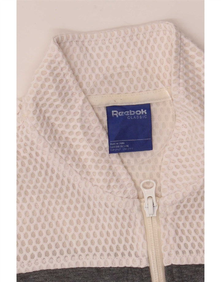 Reebok Womens Tracksuit Top Jacket UK 4/6 XS Branco Colourblock Poliéster