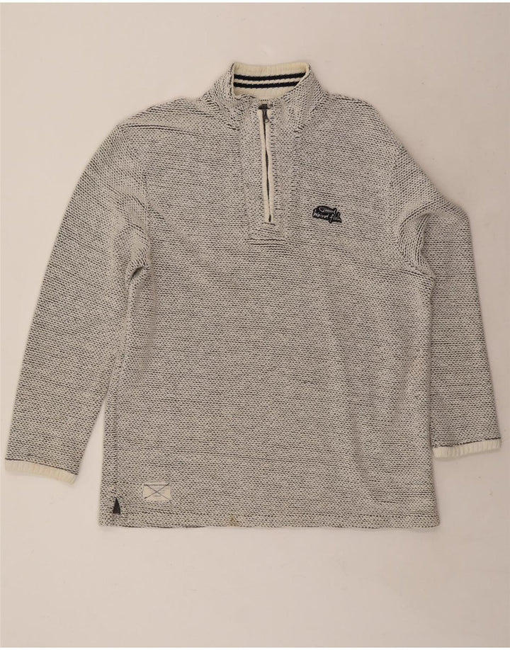 Moletom masculino Weird Fish com zíper e gola grande cinza