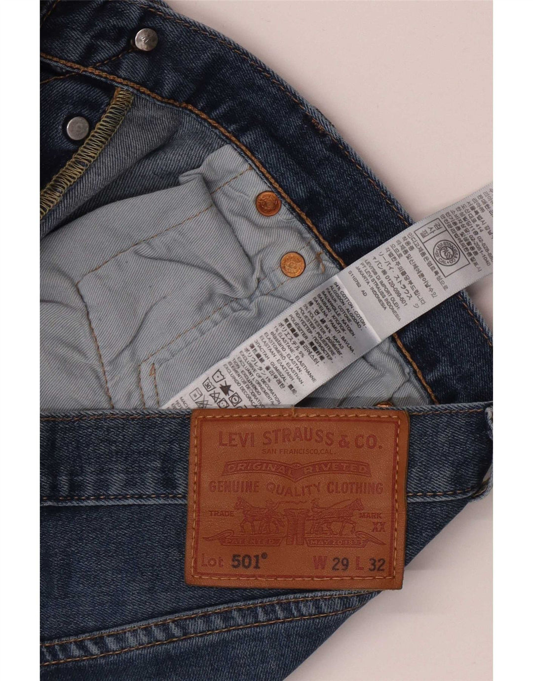 Calça jeans masculina Levi's 501 Straight W29 L32 azul algodão