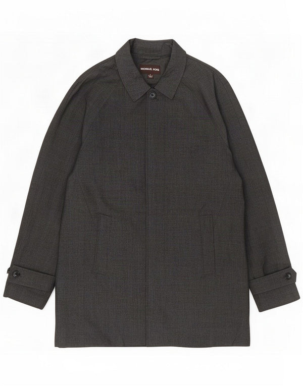Michael Kors Mens Overcoat UK 40 Large Grey Check Poliéster