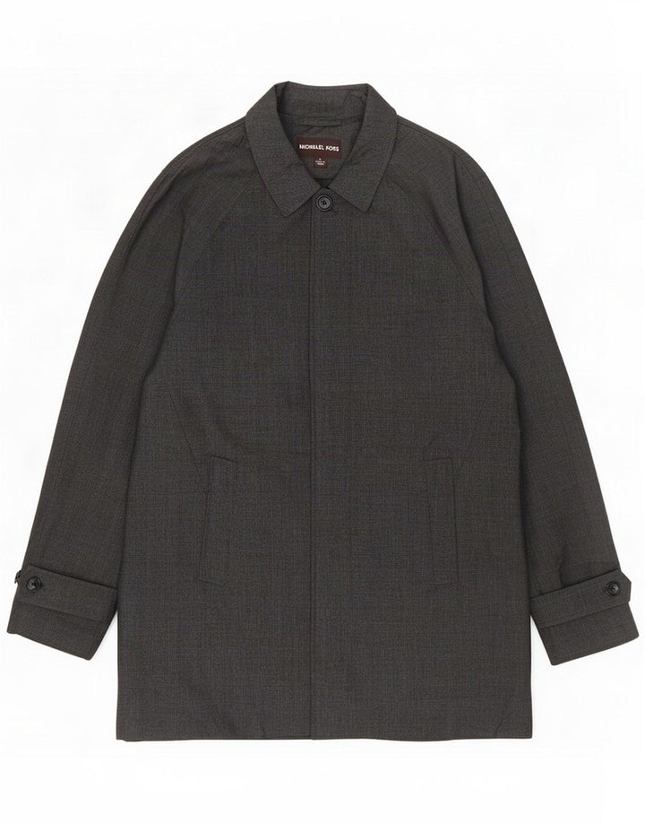 Michael Kors Mens Overcoat UK 40 Large Grey Check Poliéster