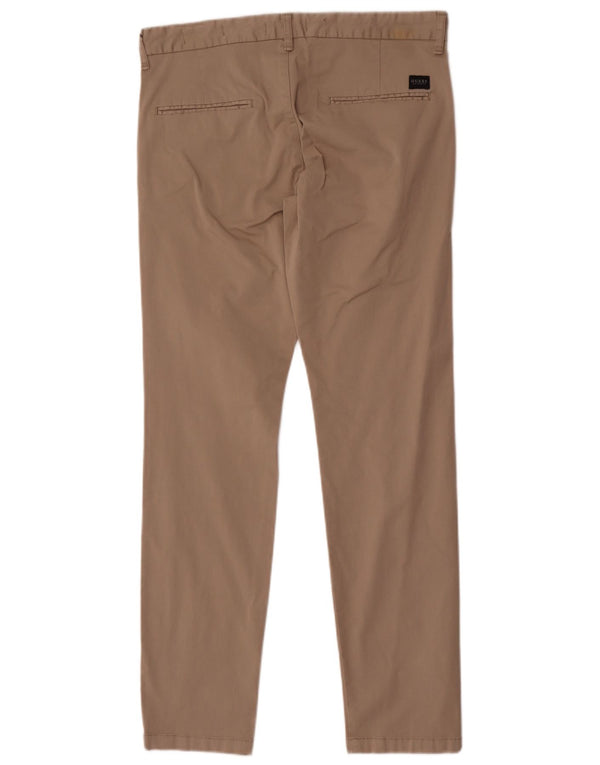 Guess Mens Slim Chino Calças W32 L32 Algodão Bege