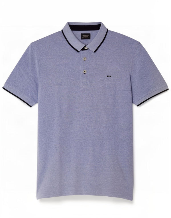 Jack & Jones Mens Polo Shirt Large Blue Flecked Cotton