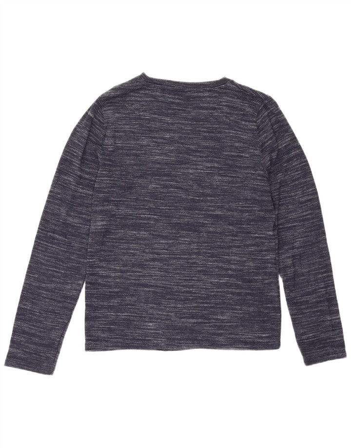 Top feminino Marks & Spencer manga comprida Reino Unido 10 pequeno azul marinho manchado